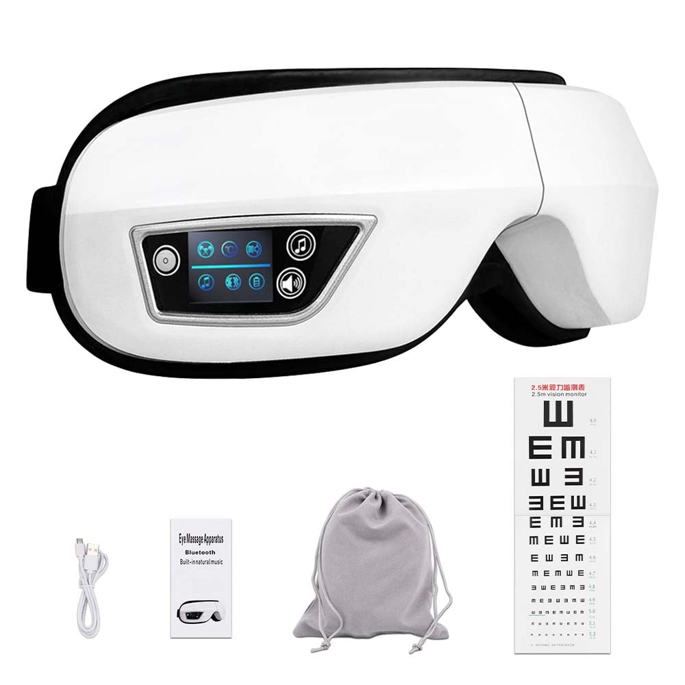 Eye massager for relaxation and eye strain relief, health care device with soothing vibration and heat functions